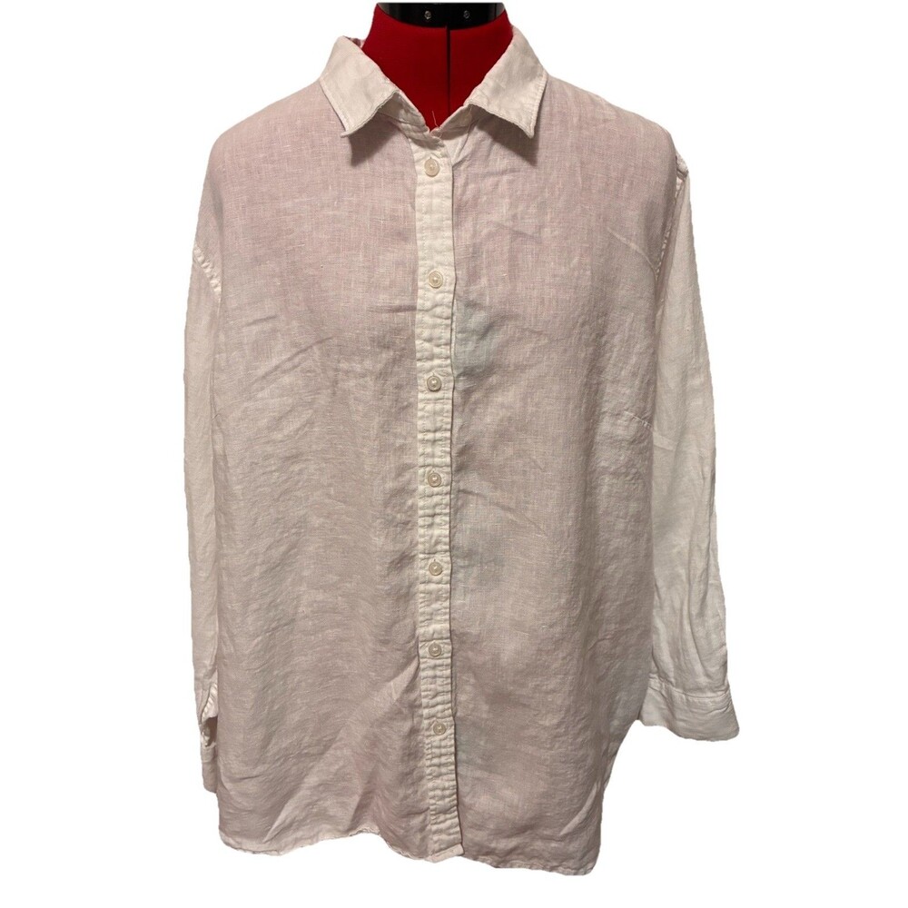 Quince Women’s Linen Long Sleeve White Shirt XL